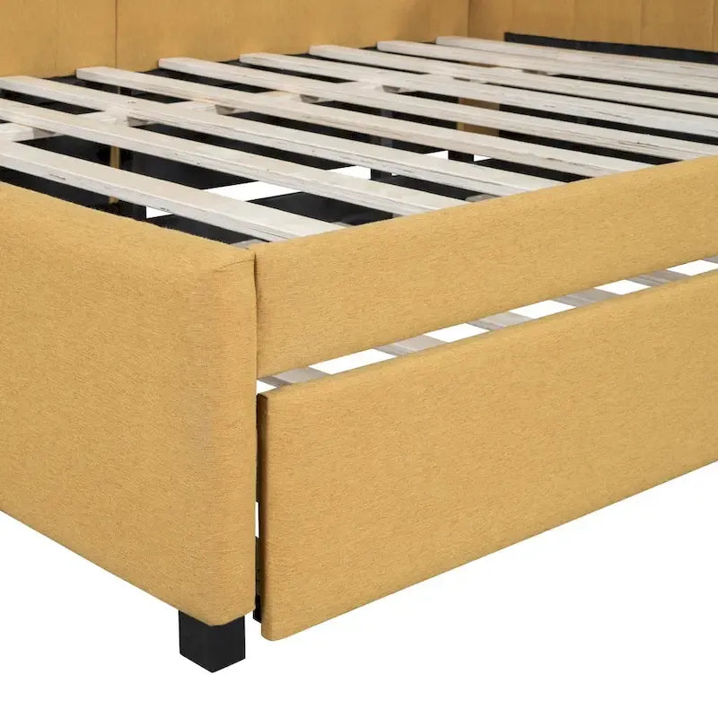 Lit de Repos Rembourré Grand Format avec Lit Gigogne Cadre de Canapé-Lit, Aucun Sommier Tapissier Requis