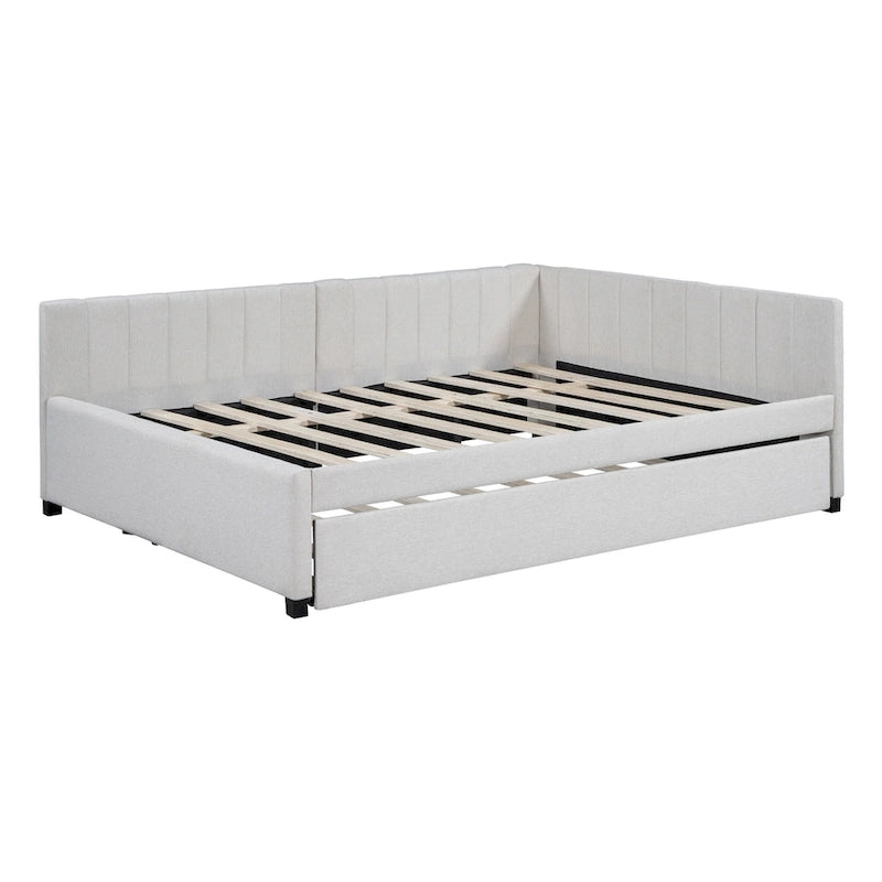 Lit de Repos Rembourré Grand Format avec Lit Gigogne Cadre de Canapé-Lit, Aucun Sommier Tapissier Requis
