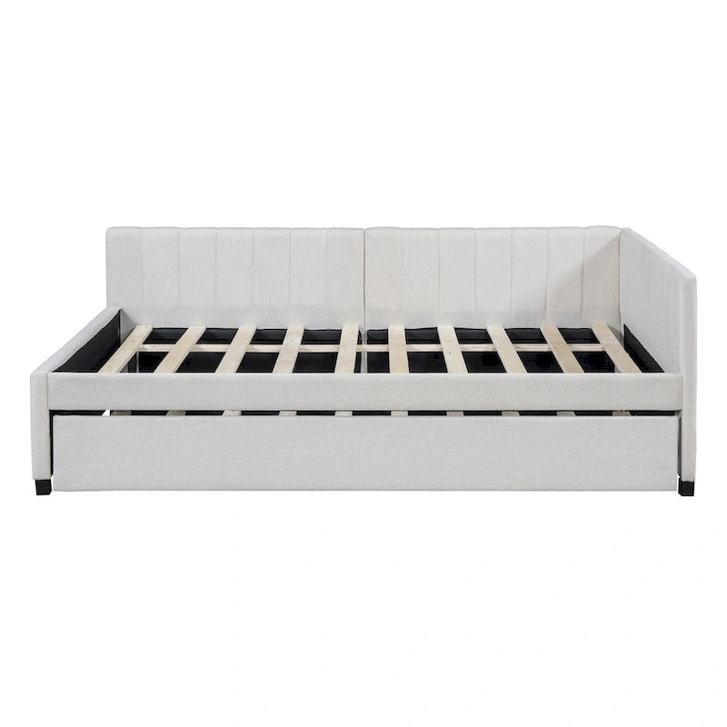 Lit de Repos Rembourré Grand Format avec Lit Gigogne Cadre de Canapé-Lit, Aucun Sommier Tapissier Requis