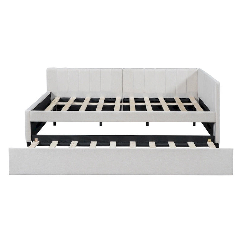 Lit de Repos Rembourré Grand Format avec Lit Gigogne Cadre de Canapé-Lit, Aucun Sommier Tapissier Requis