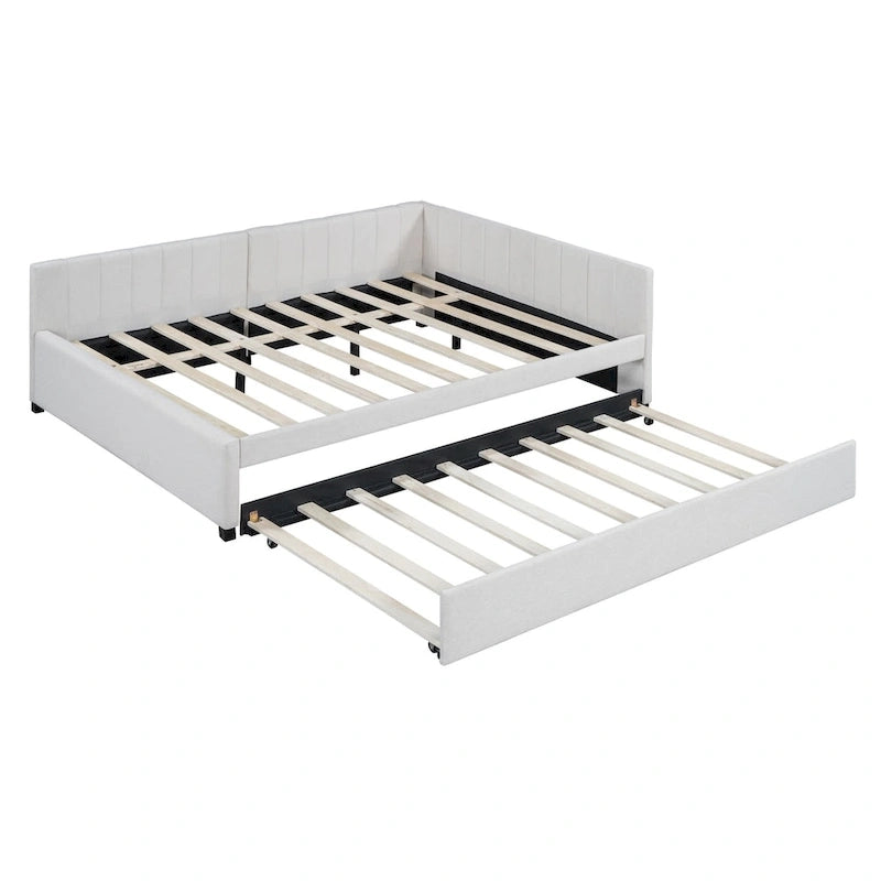 Lit de Repos Rembourré Grand Format avec Lit Gigogne Cadre de Canapé-Lit, Aucun Sommier Tapissier Requis