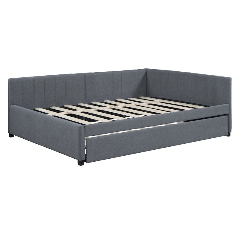 Lit de Repos Rembourré Grand Format avec Lit Gigogne Cadre de Canapé-Lit, Aucun Sommier Tapissier Requis