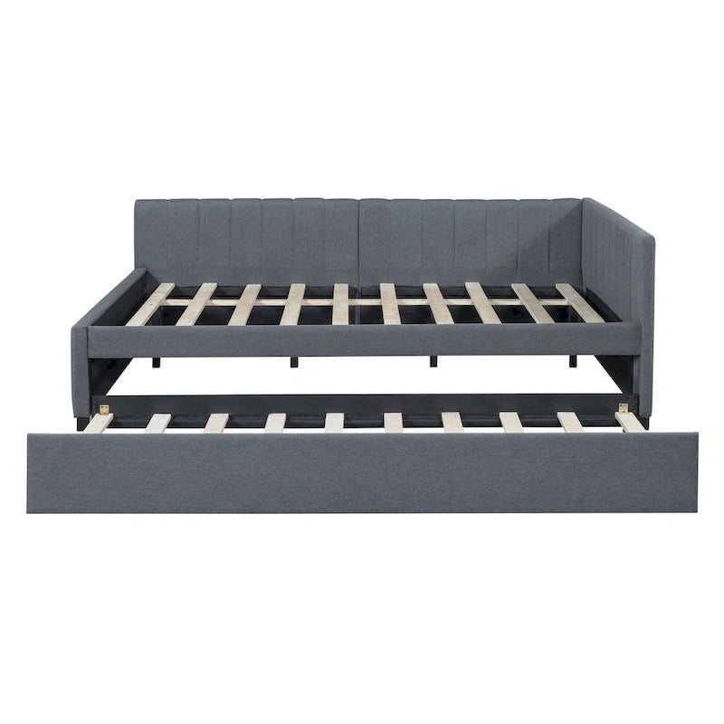 Lit de Repos Rembourré Grand Format avec Lit Gigogne Cadre de Canapé-Lit, Aucun Sommier Tapissier Requis