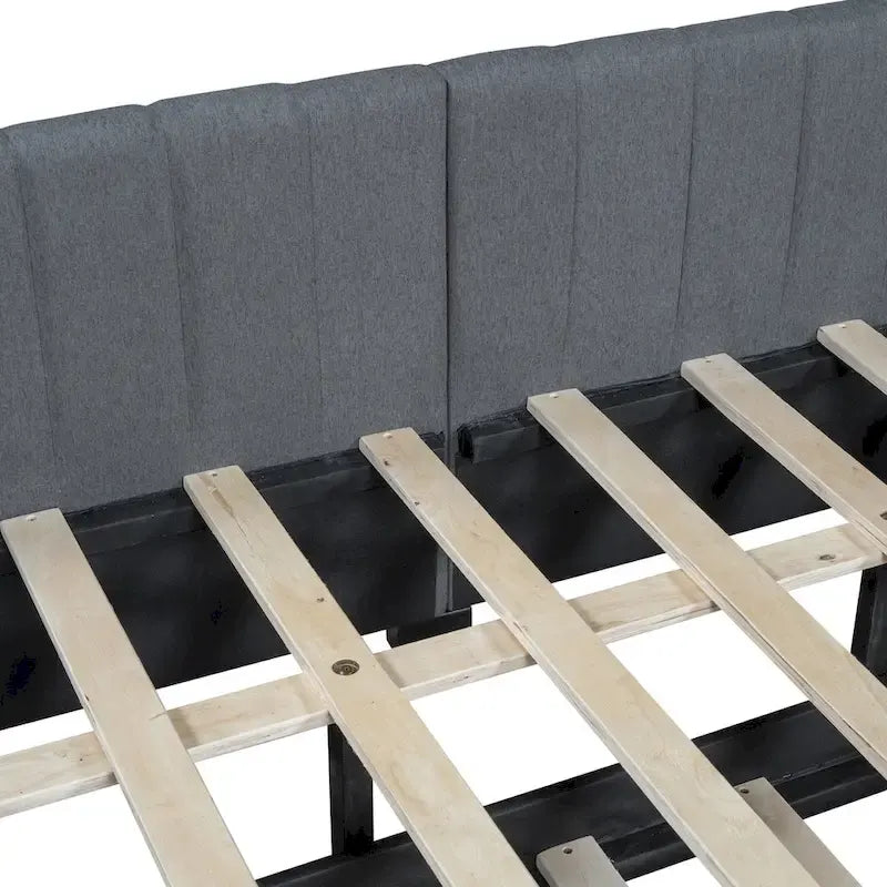 Lit de Repos Rembourré Grand Format avec Lit Gigogne Cadre de Canapé-Lit, Aucun Sommier Tapissier Requis