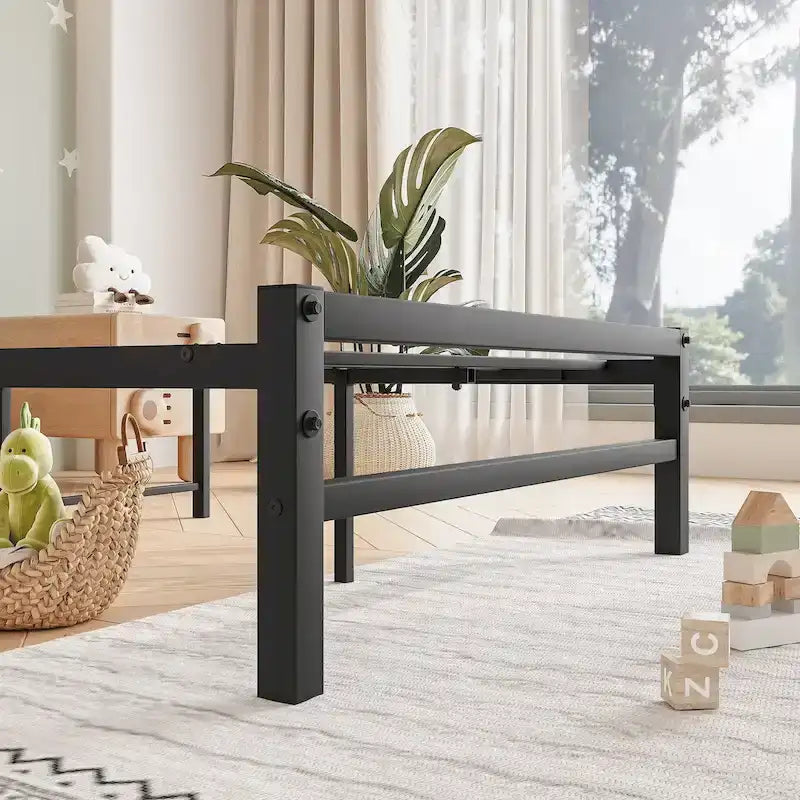 Lit plateforme avec tête de lit rustique en bois vintage