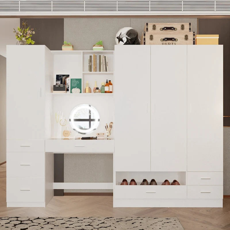 Ensemble de meubles de rangement combinant un espace de travail et une armoire avec une coiffeuse de luxe
