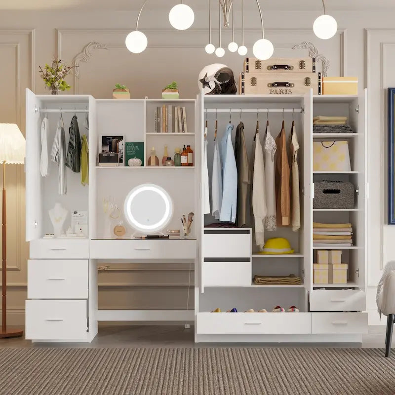 Ensemble de meubles de rangement combinant un espace de travail et une armoire avec une coiffeuse de luxe