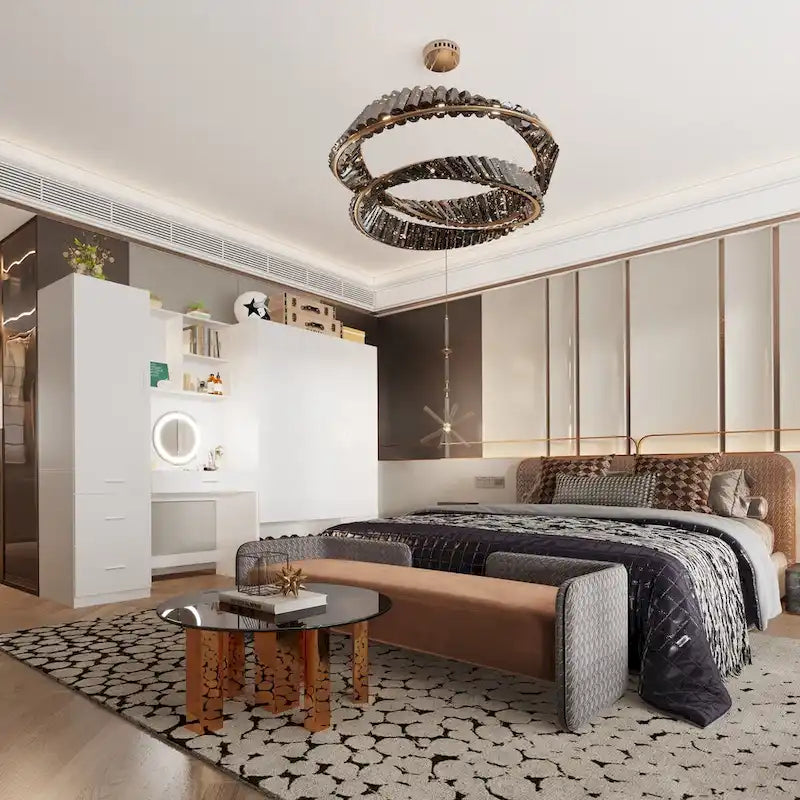 Ensemble de meubles de rangement combinant un espace de travail et une armoire avec une coiffeuse de luxe