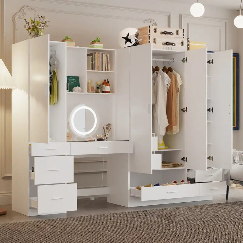 Ensemble de meubles de rangement combinant un espace de travail et une armoire avec une coiffeuse de luxe