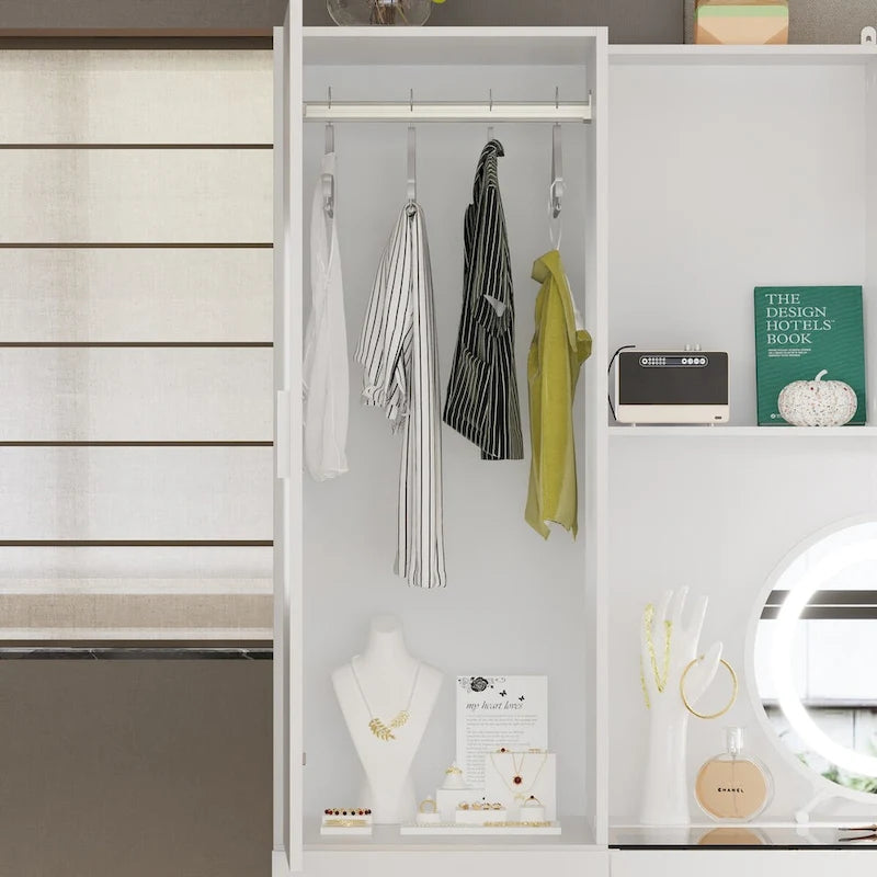 Ensemble de meubles de rangement combinant un espace de travail et une armoire avec une coiffeuse de luxe
