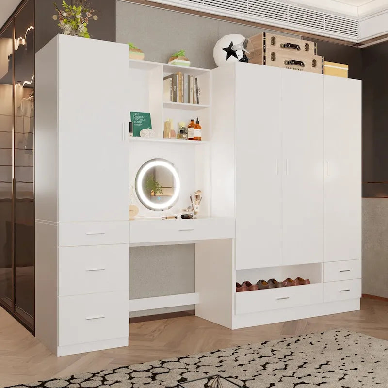 Ensemble de meubles de rangement combinant un espace de travail et une armoire avec une coiffeuse de luxe