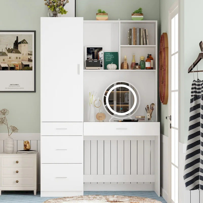 Ensemble de meubles de rangement combinant un espace de travail et une armoire avec une coiffeuse de luxe