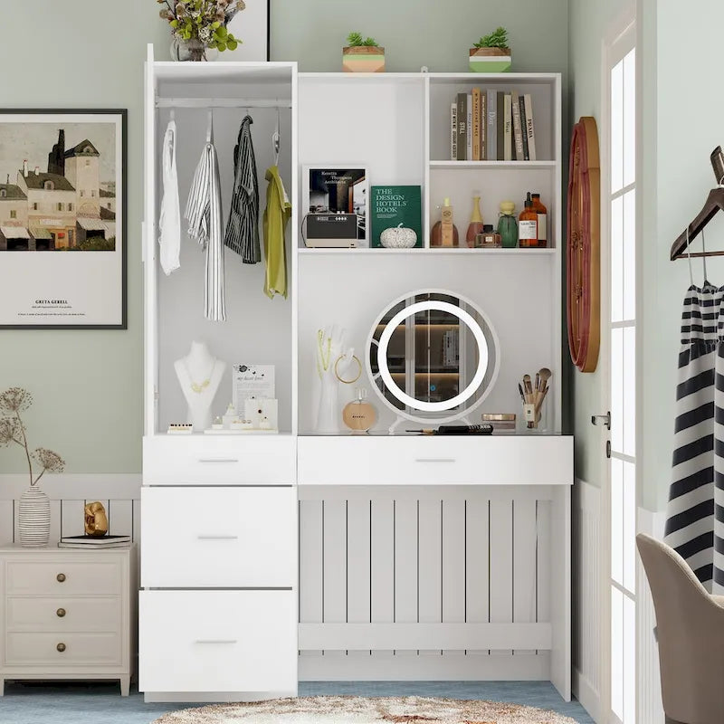 Ensemble de meubles de rangement combinant un espace de travail et une armoire avec une coiffeuse de luxe
