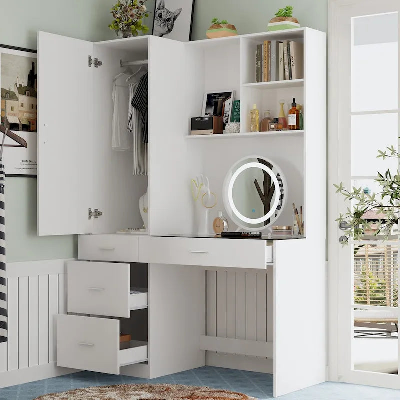 Ensemble de meubles de rangement combinant un espace de travail et une armoire avec une coiffeuse de luxe