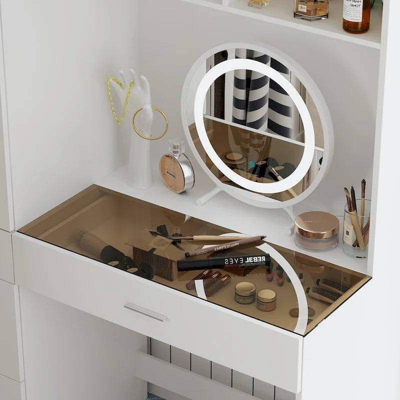 Ensemble de meubles de rangement combinant un espace de travail et une armoire avec une coiffeuse de luxe