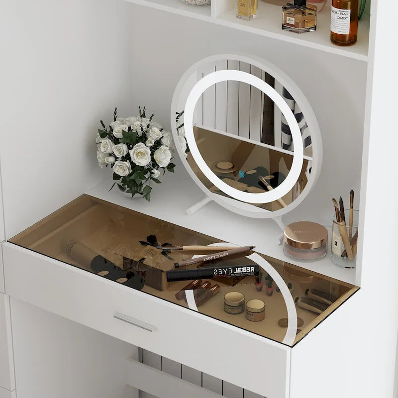 Ensemble de meubles de rangement combinant un espace de travail et une armoire avec une coiffeuse de luxe