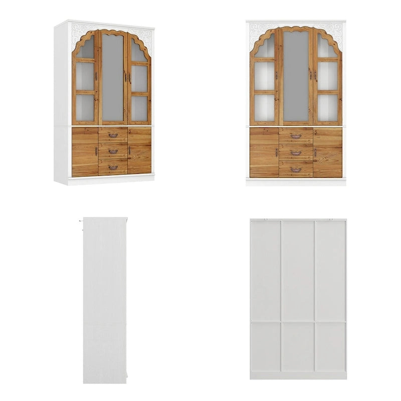 Ensemble double armoire Grand Dressing d'inspiration vintage avec accents métalliques