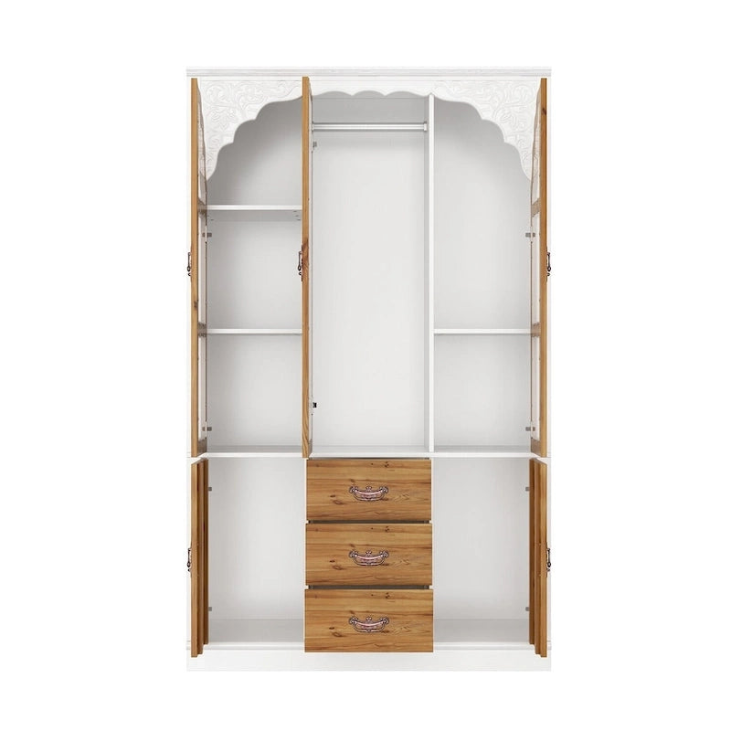 Ensemble double armoire Grand Dressing d'inspiration vintage avec accents métalliques