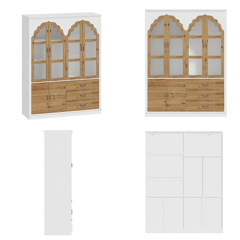 Ensemble double armoire Grand Dressing d'inspiration vintage avec accents métalliques