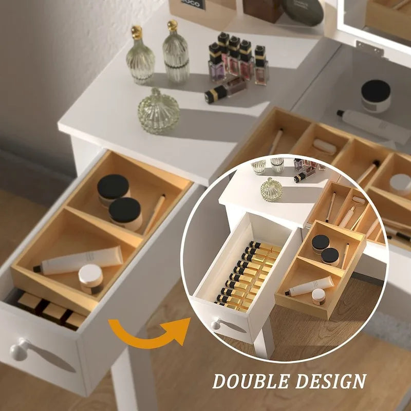 32,99 Table de rangement pour maquillage avec miroir et lumière LED