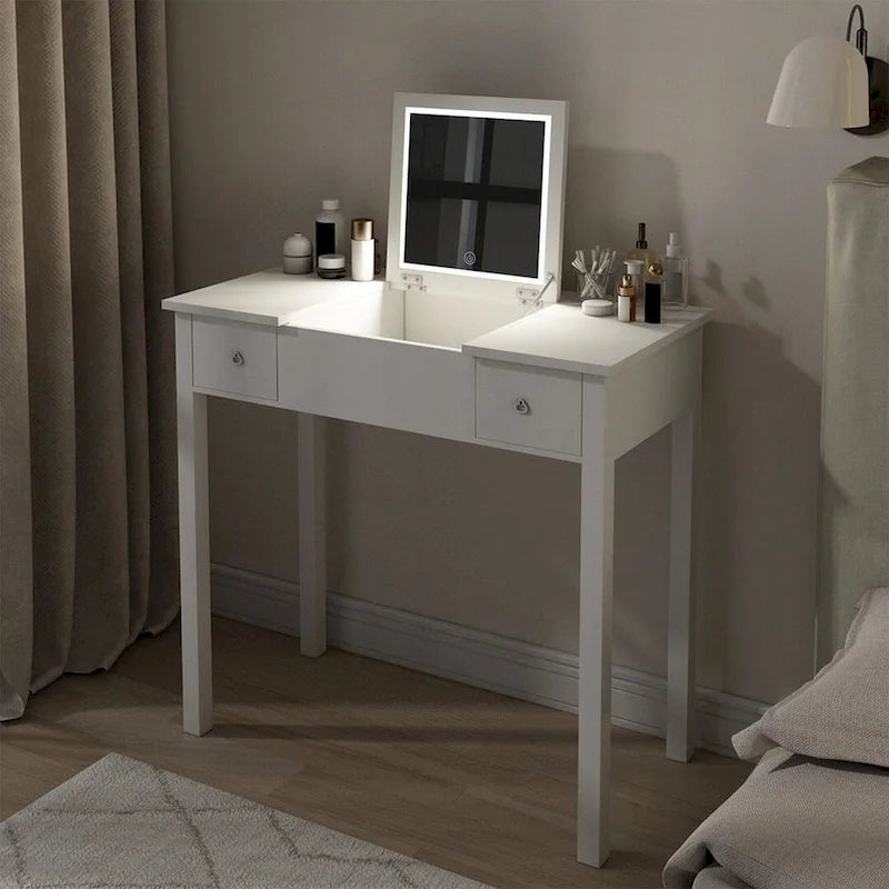 32,99 Table de rangement pour maquillage avec miroir et lumière LED