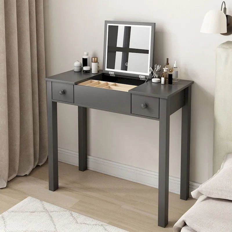 32,99 Table de rangement pour maquillage avec miroir et lumière LED