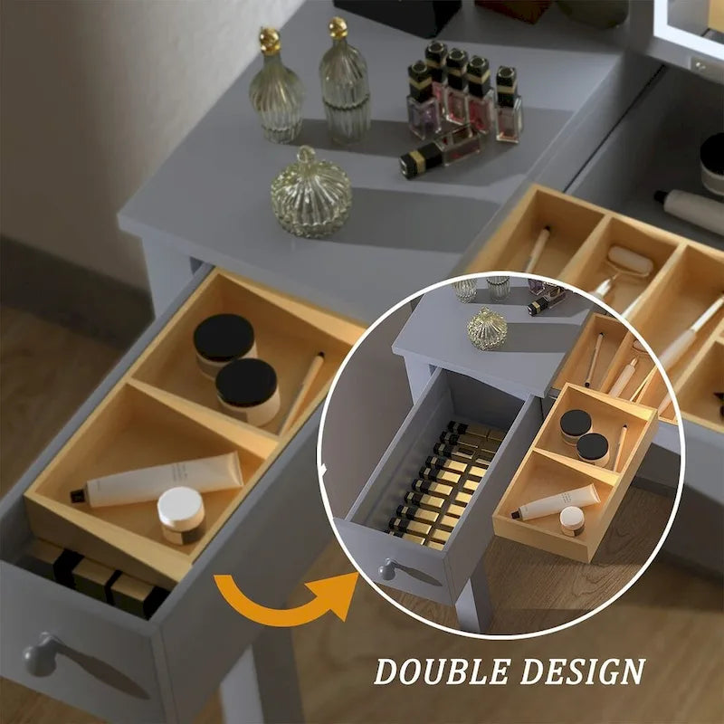 32,99 Table de rangement pour maquillage avec miroir et lumière LED