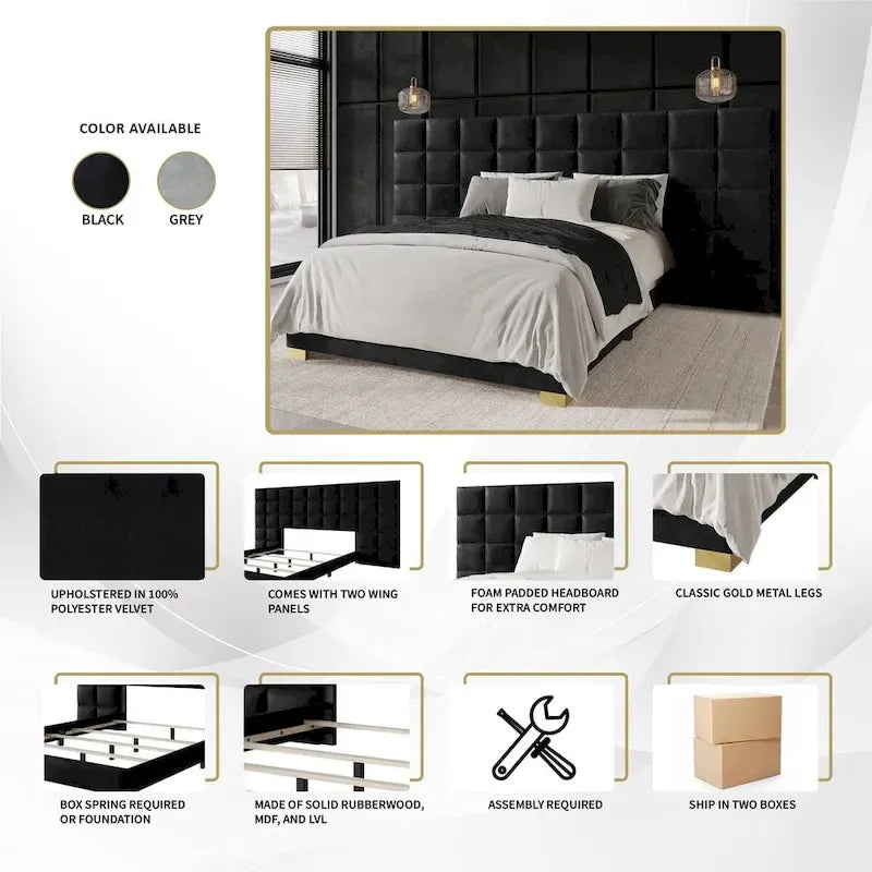 Ensemble de chambre à coucher CraftPorch avec panneaux muraux de style milieu du siècle