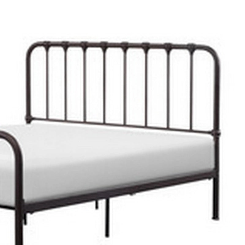 Lit Ethan Queen Size, design classique à lattes en métal, bronze foncé