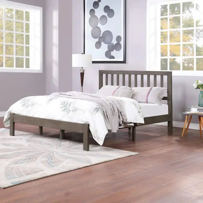 Lit plateforme queen en bois d'acacia