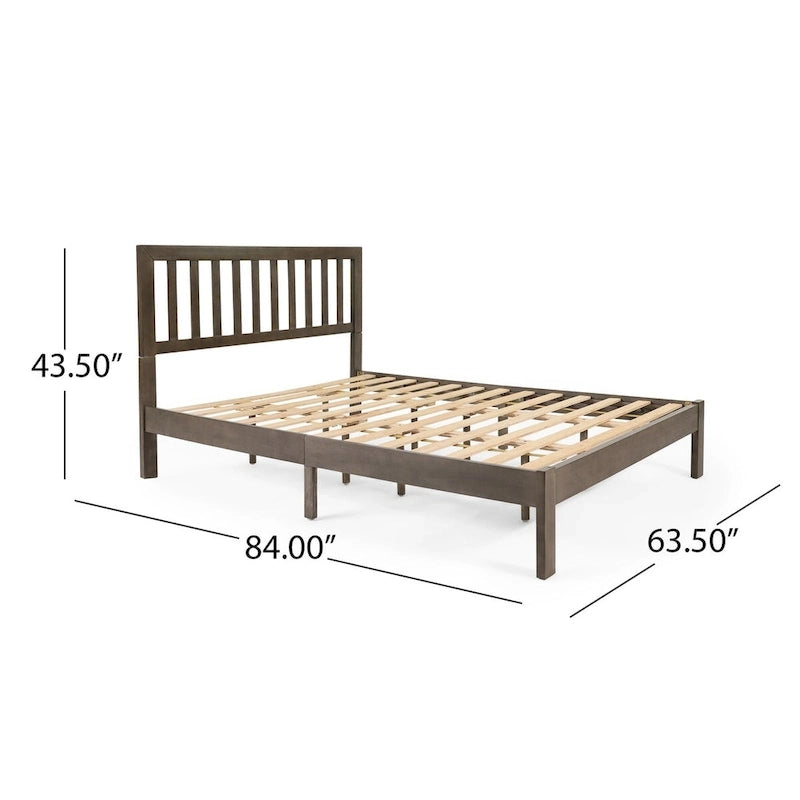 Lit plateforme queen en bois d'acacia
