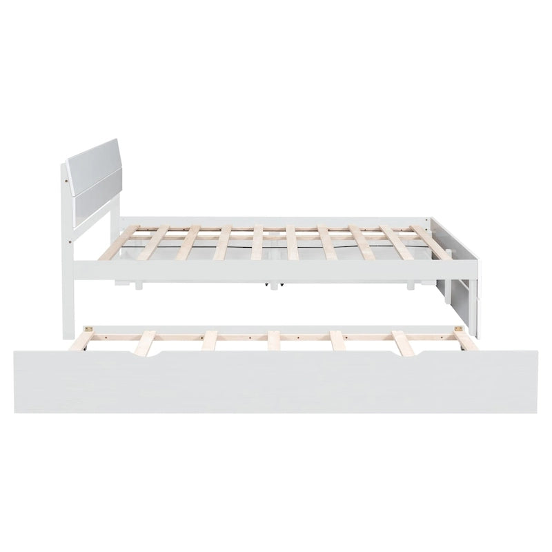 Cadre de lit double avec lit gigogne simple et 2 tiroirs