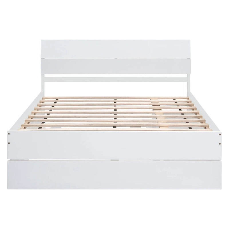 Cadre de lit double avec lit gigogne simple et 2 tiroirs
