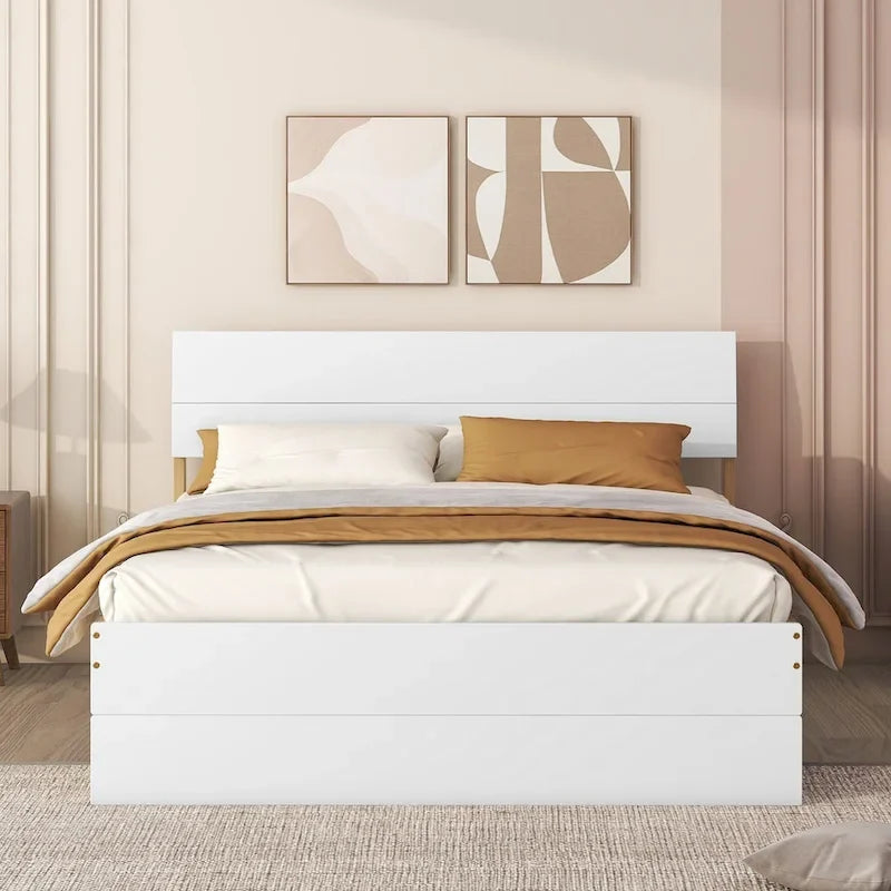 Cadre de lit double avec lit gigogne simple et 2 tiroirs