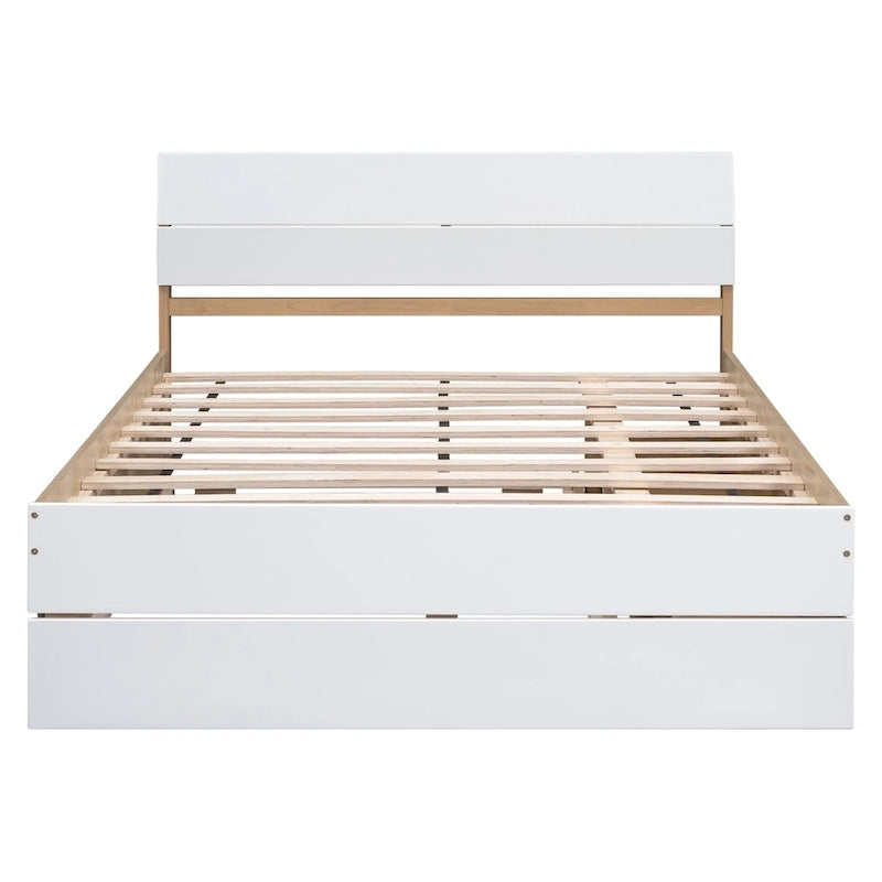 Cadre de lit double avec lit gigogne simple et 2 tiroirs