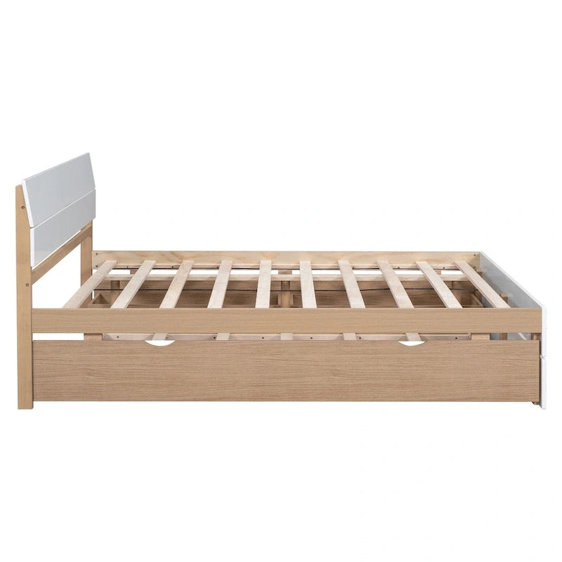 Cadre de lit double avec lit gigogne simple et 2 tiroirs