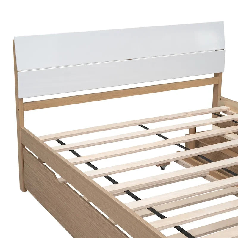 Cadre de lit double avec lit gigogne simple et 2 tiroirs