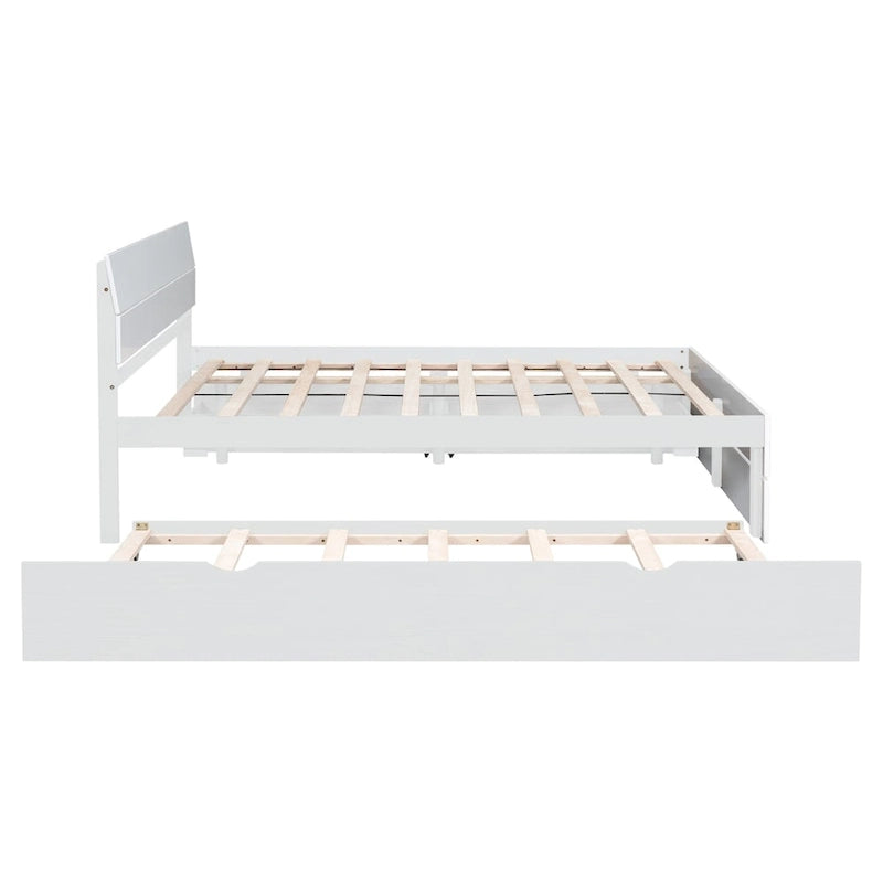 Cadre de lit double avec lit gigogne simple et 2 tiroirs