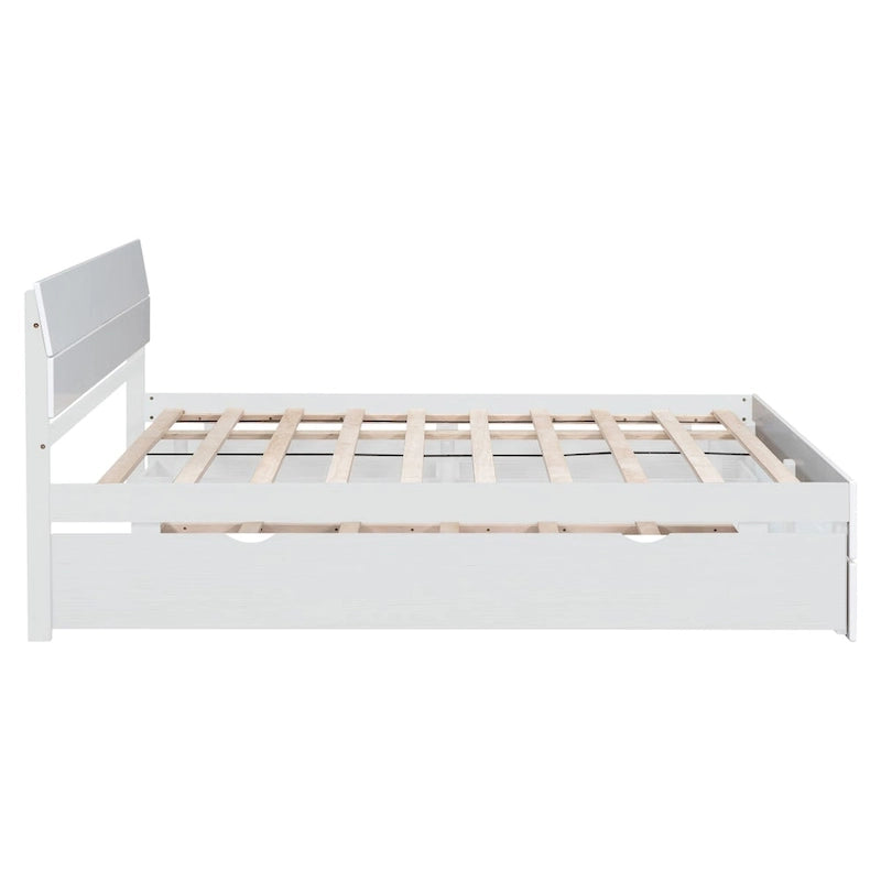 Cadre de lit double avec lit gigogne simple et 2 tiroirs