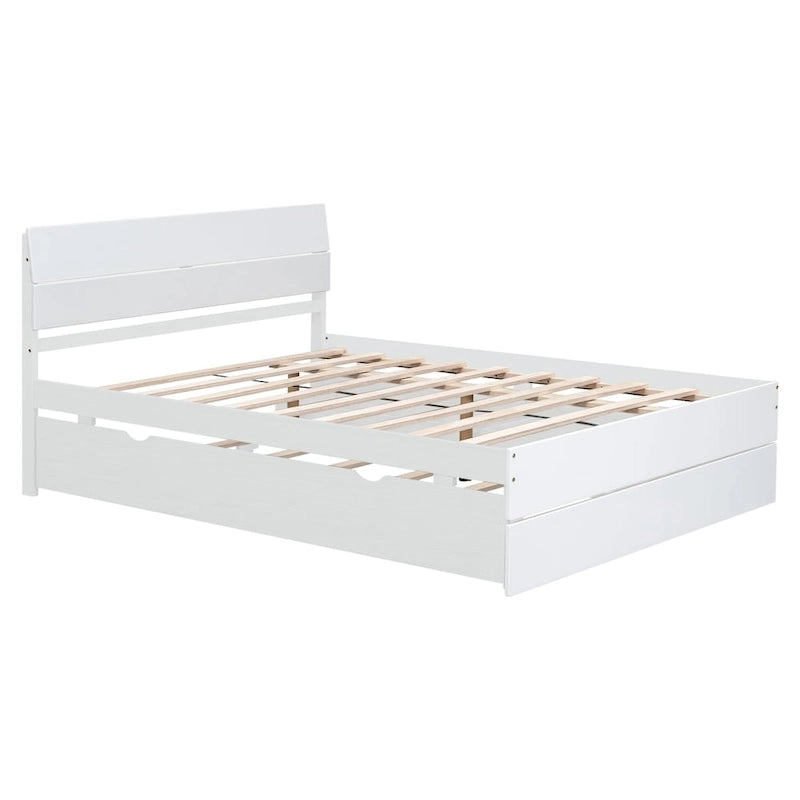 Cadre de lit double avec lit gigogne simple et 2 tiroirs