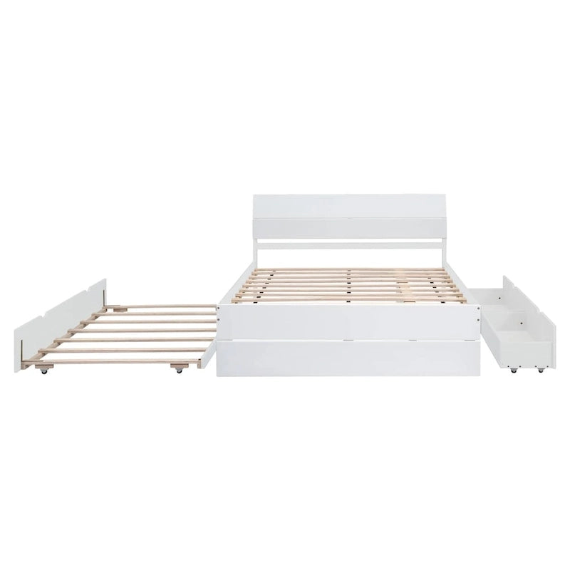 Cadre de lit double avec lit gigogne simple et 2 tiroirs