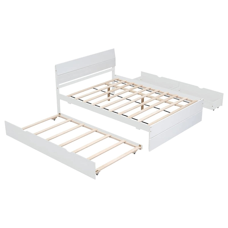 Cadre de lit double avec lit gigogne simple et 2 tiroirs