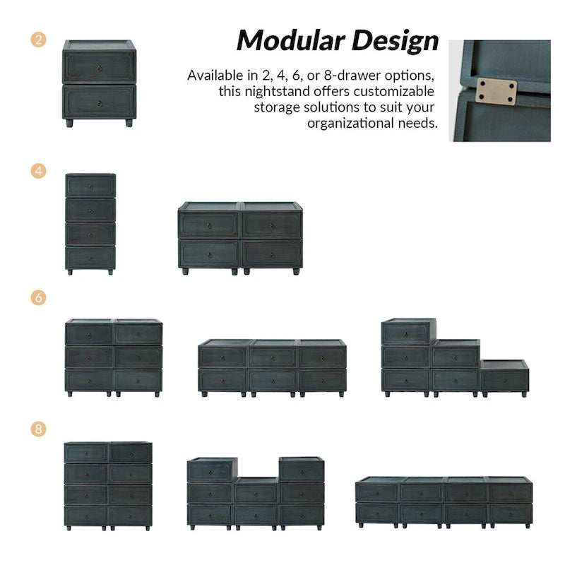 Greg Transitional 2 - Table de chevet à tiroir avec plusieurs configurations, lot de 3, par HULALA HOME