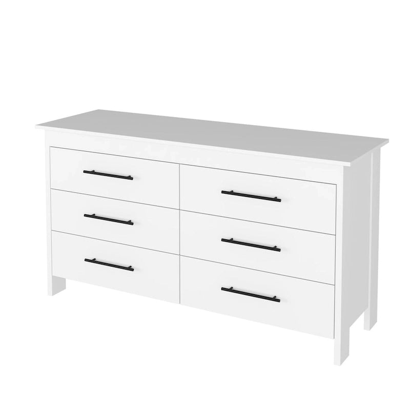 Ensemble de chambre à coucher 2 pièces FM Furniture Canaan avec armoire et commode 6 tiroirs, blanc