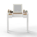 Sleek Vanity Table with LED Lights, Flip-Top Mirror and 2 Drawers, Jewelry Storage for Women Dressing