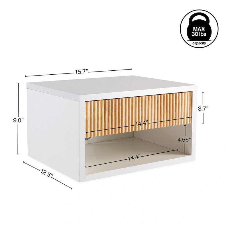 Table de chevet flottante Ettore 15.71 Classic Contemporary avec tiroir à tambour à fermeture douce et trou pour câble, par JONATHAN Y