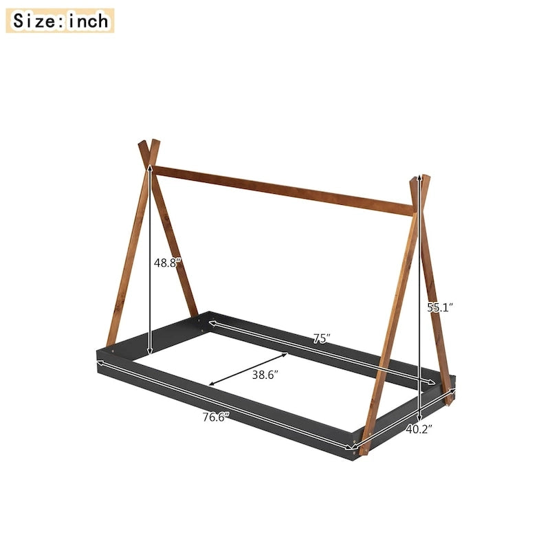 Lit de sol de tente avec structure triangulaire