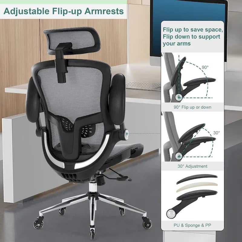 Chaise de bureau en maille, chaises de bureau à domicile avec dossier haut