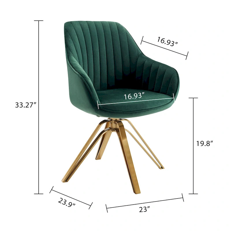 Fauteuil pivotant moderne Art Leon en velours avec finition dorée