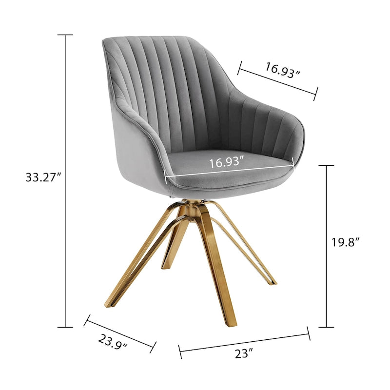 Fauteuil pivotant moderne Art Leon en velours avec finition dorée